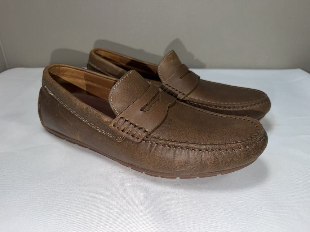 NWOT Johnston & Murphy 8.5 M Baldwin Brown Leather Driving Loafers Men’s Shoes